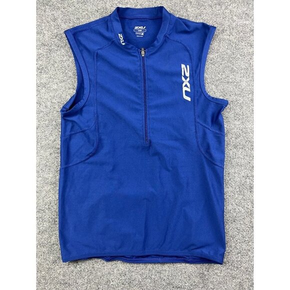 ZXU Tops - ZXU Shirt Women's Large Blue 1/2 Zip Cycling Sleeveless Rear Pocket